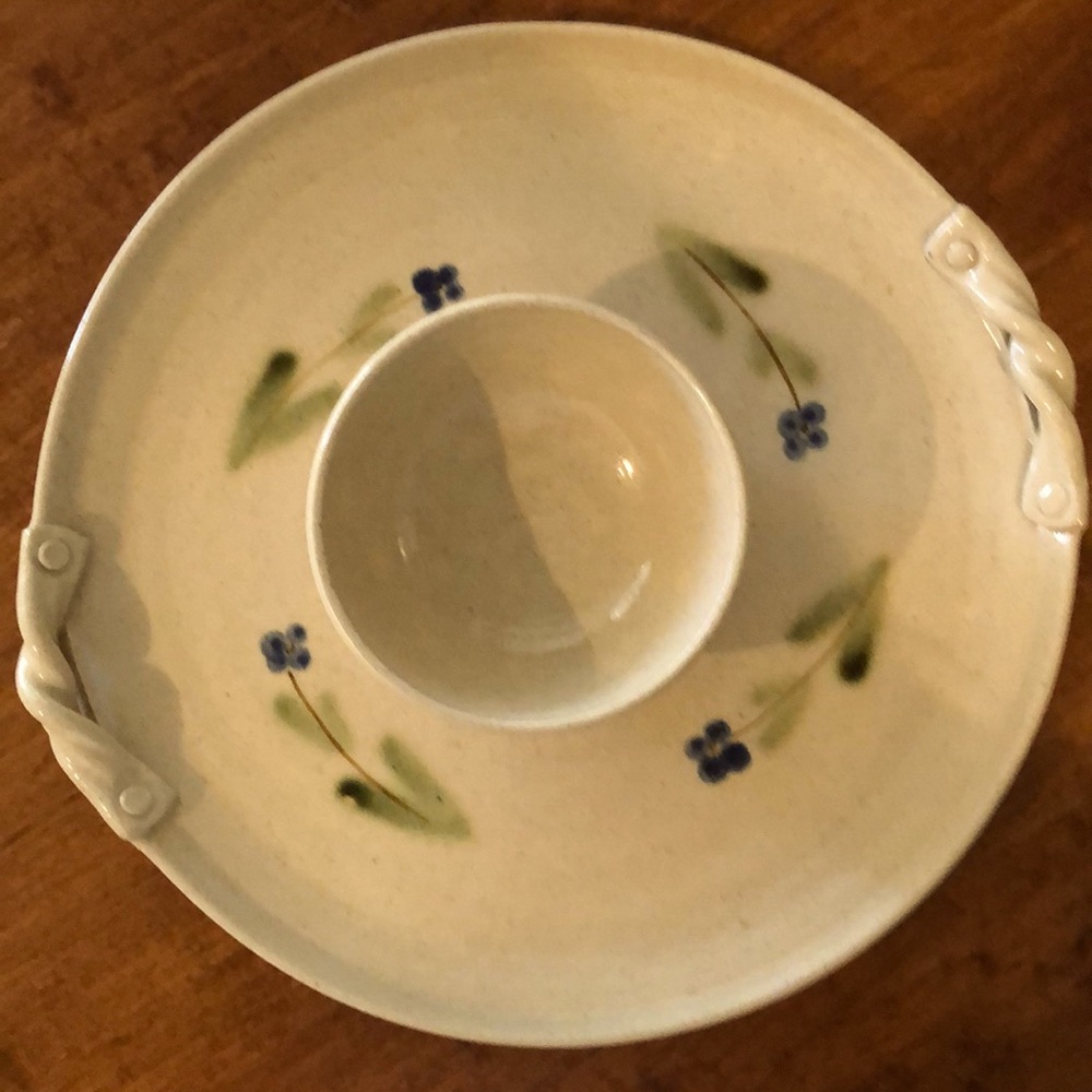 Handmade dip and chip platter